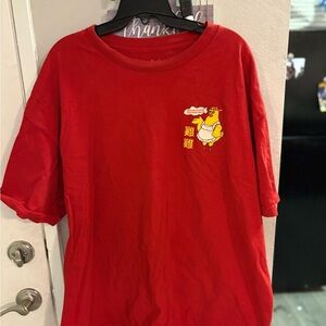 Red Shirt with Cartoon Print